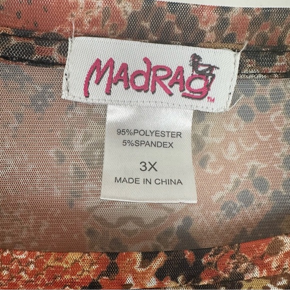 Madrag Sheer Tunic Top Plus Size 3x Red Snakeskin Going Out Club Festival - Picture 6 of 6